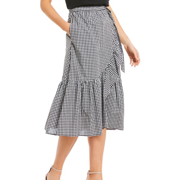 Cupio Dresses & Skirts - SALE❤️‍🔥NWT CUPIO Gingham Ruffle Midi Wrap Skirt